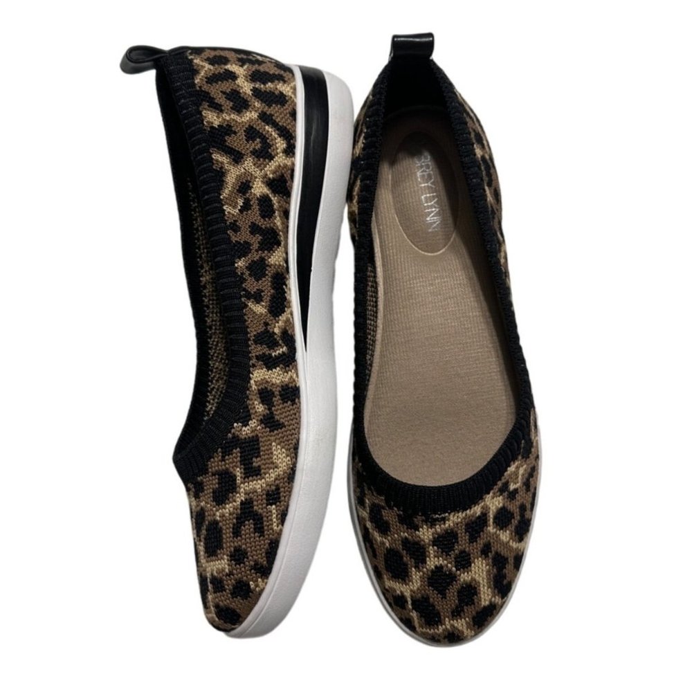 Aubrey Lynn Loafers Flats Amelia Skimmer Leopard Sweater Fabric Slip on 6.5 M